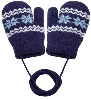 Becellen Moufles Enfant, Chauds Tricotés Gants Bebe Hiver Mignon Moufle avec Cordon pour 0-3 Ans Filles Garçons