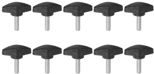 sourcing map 10pcs Tee Wing Knobs Thumb Screws M6 x 20mm Standard Male Thread Plastic T Knobs Handles Hand Clamping Knobs Grip Thumbscrew, Black