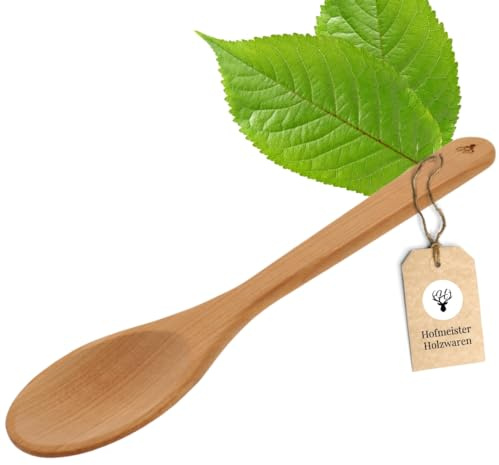 HOFMEISTER® Kochlöffel aus edlem Kirschholz - Holzlöffel, Servierlöffel, handgefertigtes Naturprodukt, Küchenhelfer zum Kochen, hitzebeständig, ovaler Kopf, 32 cm