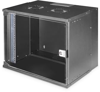 DIGITUS Armadio di rete - Rack 19 pollici 9 U - non montato - montaggio a parete - profondità 400 mm - profondità utile 327 mm - Capacità di carico 60 kg - porta in vetro - serie SOHO Pro - nero