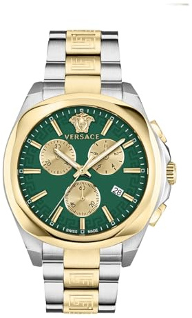Versace Damen Armbanduhr Chronograph Chrono Lady Bicolor, grün 40 mm VE3CA0723