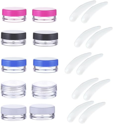 Aeuezxx Transparente Leer Döschen, 10 Pcs Kosmetikbehälter und 10 Pcs Scoop Für Cremespatel, Cremedose Mini Dosen, Reise Probenbehälter, Make-up gebogenen Spatel, Spatel Kosmetik