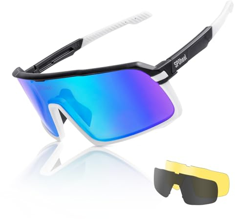 SPOheal Polarisiert Fahrradbrille für Herren Damen Sport Sportsonnenbrille Radbrille Sportbrille Blau UV400 Schutz für Angeln Bergsteigen Wandern Bootfahren Outdoor-Aktivitäten