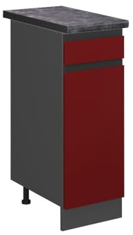 Vicco Küchenunterschrank R-Line, Rot, 30 cm | 1 Schublade · AP Anthrazit inkl. · Höhenverstellbare Füße · 1 Tür · ✓ Frei kombinierbar