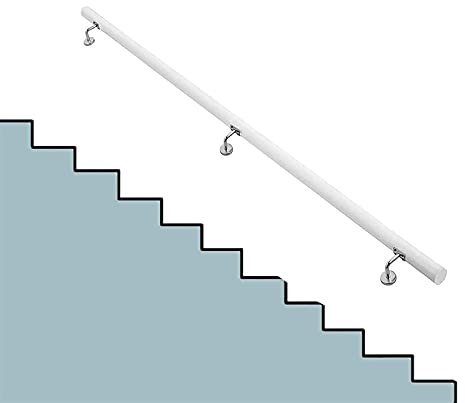 Stair Handrail Stair Handrail White Against The Wall Interior Step Handrail, Elderly Non-Slip Wood Stairs Grab Bar with Complete Kit, 1.6-20Ft, Outside/Garden/Loft/Ramp Banister Handrails/7/8M )