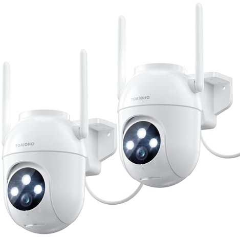 2Pack Telecamera Wi-Fi Esterno - 5MP Telecamera Esterno Videocamera Sorveglianza Esterno 2,4/5G WiFi Telecamere Videosorveglianza Esterna 360 Gradi Autotracciamento Visione Notturna a Colori Sirena