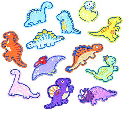 SEWACC 12stücke Dinosaurier Patches Für Kleidung Tierische Applikationen Für Kinderbekleidung Taschen Und Hüte Für -projekte Und Reparaturen