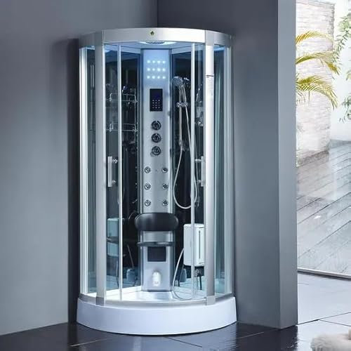 Bagno Italia Cabina hidromasaje cabina ducha 6 chorros cm 80x80 semicircular con bluetooth cromoterapia mezclador