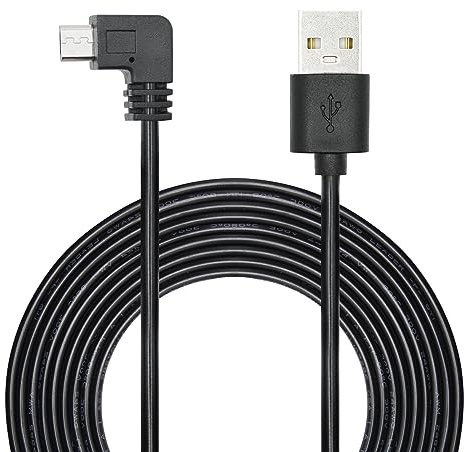 Riertostng 11FT 90 Grad Micro USB Stromkabel, rechtwinkliges Dash Cam Ladekabel, für Car Dash Cam, Telefone und andere Geräte zum Aufladen