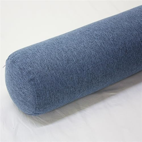 TUSUO Linen Neck Roll Pillowcase Cylinder Bolster Pillowcase with Zipper, (Cover Only),Breathable Round Cervical Pillow Cover, Washable Cover for Cervical Roll Pillow(Deep Blue,6x18inch)