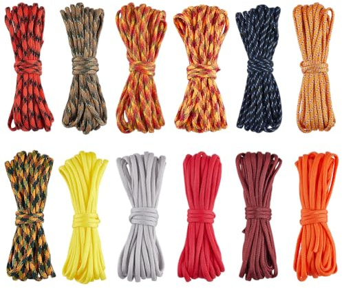 SOFPLATE 197 Fuß/60 m Fallschirmseil Armbandset In 12 Farben 4mm Nylon Multifunktional Zuverlässig Mit Kombinationsfaden Schlüsselband Und Streifenmuster Für Wandern Bastelprojekte Und Zubehör