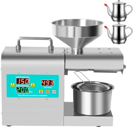 forplubossmmp Prensa De Aceite Automática De 820 W, Molinillo De Aceite De Semillas De Nueces Comercial, Prensa De Acero Inoxidable En Frío Y Caliente, Extractor De Aceite De Alto Rendimiento