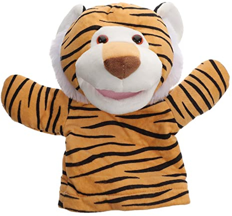 Tiger Handpuppe aus Plüsch und Pp Baumwolle für Kinder | Großes, Lockeres Design mit Öffnendem Maul, Rollenspiel für Geschichtenerzählen, Niedliches Tiermotiv