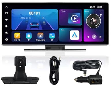 Sirxlevcy Cámara de Tablero de 11,26 Pulgadas con Carplay Inalámbrico y Android Auto para Automóvil, Navegación GPS con WiFi, Cámara Trasera, Grabadora de Video