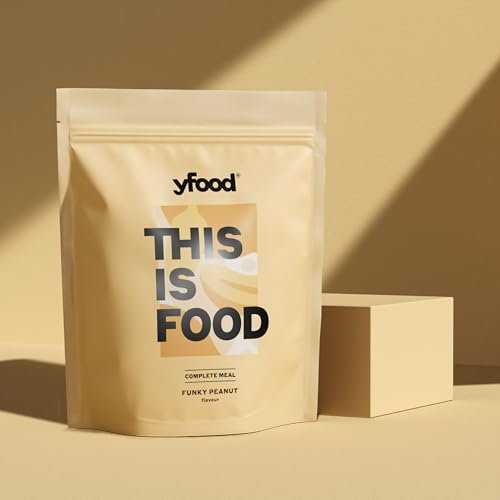 yfood Repas à boire, au motif de cacahuète, 12 repas de 400 kcal en poudre, 25 g de protéines, 26 vitamines et minéraux, complet et parfait pour les jours stressants, goût cacahuète