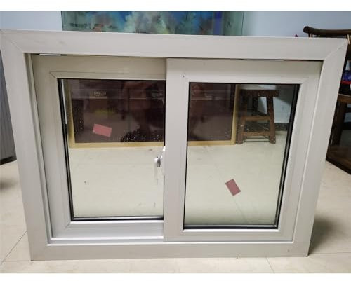 Schiebefenster Aluminium-Schiebefenster mit thermischer Trennung und doppelt gehärtetem, 12 24 30 36 48 60 Zoll weißes horizontales Keller-Schiebetürfenster, for das Außenbüro von Hotels, Villen(WxH 4
