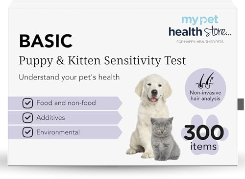 My Pet Health Store Allergen Sensitivity Test - Home Puppy & Kitten Allergy Test | 300 Checks | 3-5 Day Results | Non-Invasive Hair Sampling | Food & Environmental Analysis | Ideal for Young Pets