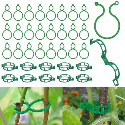 BATHRINS 300 Stück Pflanzenclips, Pflanzenclips für Kletterpflanzen, Wiederverwendbar Pflanzenklammern, Einstellbar Pflanzen Clips für Blume, Pflanzen, Gemüse, Tomaten