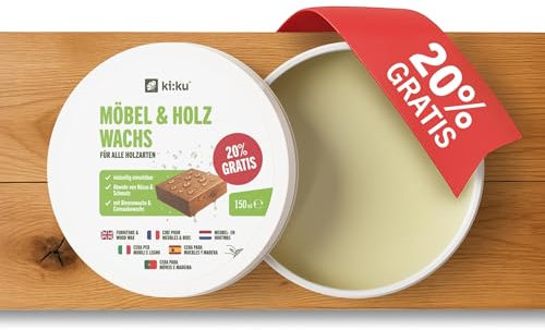 ki:ku® Möbel & Holz Wachs | natürliche Pflege | Bienenwachs & Carnaubawachs | schützt vor Feuchtigkeit & pflegt tiefenwirksam | für alle Holzarten: Möbel, Holz, Spielzeug, Küchenbrett uvm. | VOC-frei