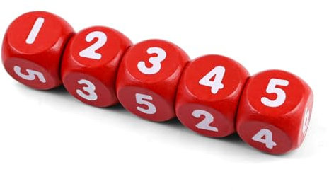 Mathe Würfel 5 STK, Würfel mit den Zahlen 1-6, Große HolzWürfel 25MM, D6 Würfel Set, Roter Spielwürfel, Spiel Würfel Kinderspielzeug, für Frühkindlichen Erziehung, Party,Mathematische