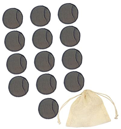 WRITWAA 14pièces Tampons Démaquillants Réutilisables Fibre De Bambou Pour Nettoyer Et Démaquiller La Peau Lot Motifs Doigt Et Sac Maille