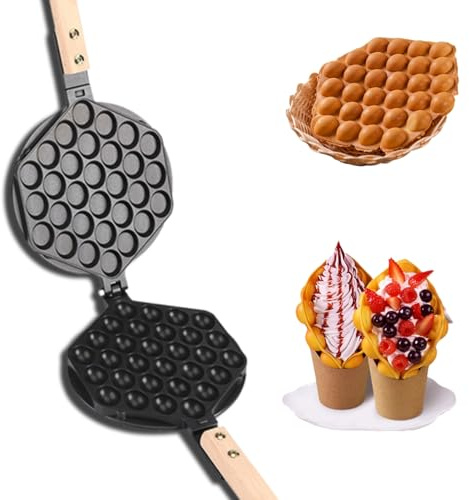 Mini Bubble Waffle Maker, Egg Style Design Pan Tool Egg Bubble Baking Mold Plate Double Side Waffle Maker for Home Breakfast