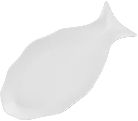 STOBAZA Ceramic Fish Plate 12-inch Matte White Food Serving Dish Steaming Plate Kitchen Dinnerware Restaurant Food Steamer Tray