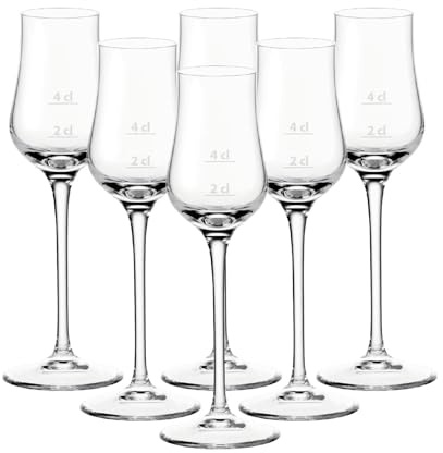 LEONARDO HOME Grappagläser Ciao+ Gastro-Edition, Spirituosengläser mit 2 cl / 4 cl - Einschenkhilfe, Randvollfüllung 85 ml, Praktische Gläser für Hotel & Gastronomie, 6er Set