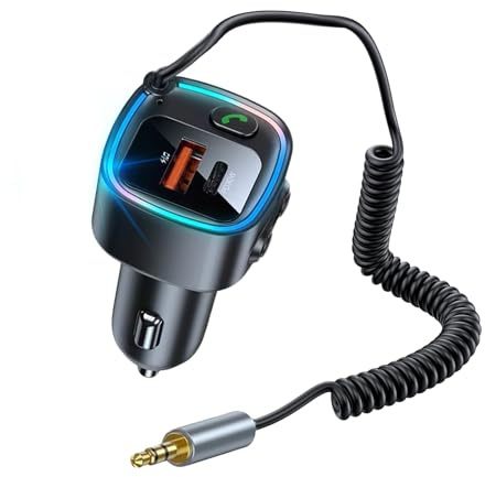 Aux - Adaptador Bluetooth 5.4 para coche, adaptador Aux con receptor jack de 3,5 mm, USB C Bluetooth Splitter para llamadas manos libres y música inalámbrica, compatible con carga rápida
