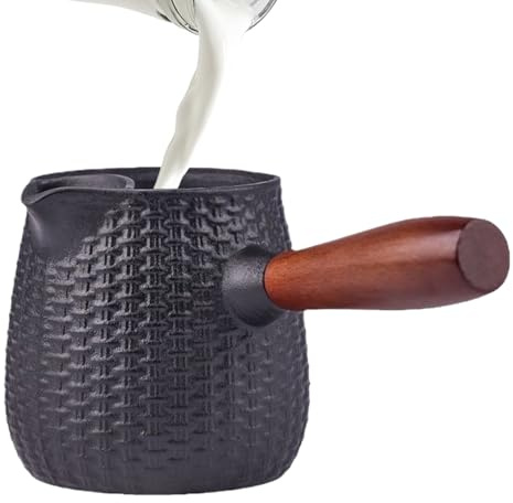 Teiera in ghisa, scaldavivande in stile giapponese, con manico in legno, design antico a piccoli punti, per campeggio, viaggi, cucina bollente, adulti, bambini, spiaggia
