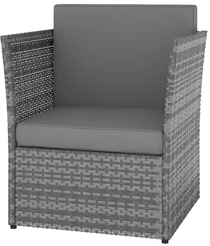 Eleganz Gartensessel mit Hocker aus PE Rattan und pulverbeschichtetem Stahl - Moderner Gartensitz für Terrasse und Garten - Langlebig & Wetterfest