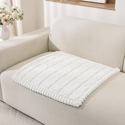YSTELLAA Sofa Überzug Universelle 1/2/3/4 Sitzer, Anti-Rutsch Sofabezug Flanell, Neu Couch Überzug L/U Form, Gemütlich Sofa Cover Für Wohnzimmer(Weiß, 90x90cm)