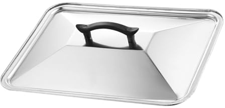 BATHVEVE Coperchio per Barbecue in Acciaio Inox, Coperchio per Pentola Anti-schizzi e Vassoio Rettangolare, Conserva Vapore, Argento