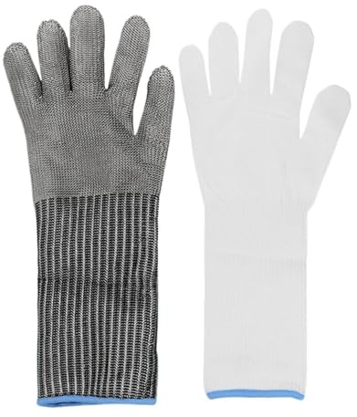 Gants en cotte de mailles – Résistants aux coupures 24x12x1 cm, en acier inoxydable | Équipement de protection anti-coupure, gants de travail de sécurité dans la cuisine pour la cuisson de la v