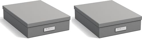 BIGSO OSKAR Dokumentenbox A4 – Aufbewahrungsbox mit Deckel und Griff – Schreibtischablage für Papier, Broschüren & Dokumente – Regal Aufbewahrungsbox aus Faserplatte und Papier – schwarz