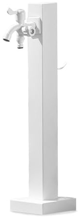 Generico Supporto autoportante in Acciaio Inox per Tubo da Giardino con Rubinetto - Fontana a Colonna e Dispenser per Esterni, idrante Decorativo per Giardino (Bianco, 95 cm)
