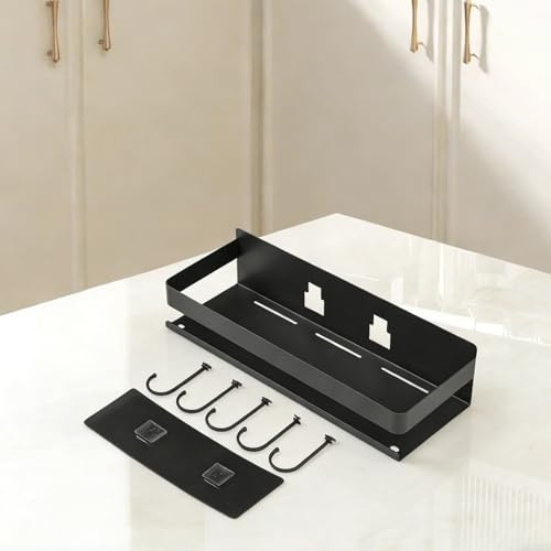 Baldosa Cocina Colgante para acero Inoxidable Estante Ahorro Espacio Sin Perforar Gris 40cm((No trace)40CM 5hook)