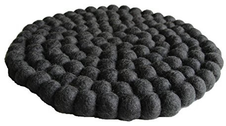 Maharanis Filz Topf Untersetzer anthrazit 22 cm handgefertigt 100% Wolle, hitzebeständig