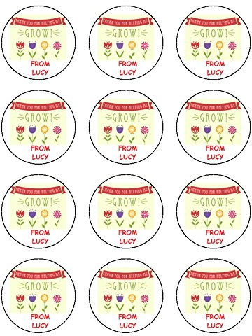 12x Personalised Thank You Teacher 2 (5cm) PRE- CUT PREMIUM RICE PAPER Edible Cake Toppers