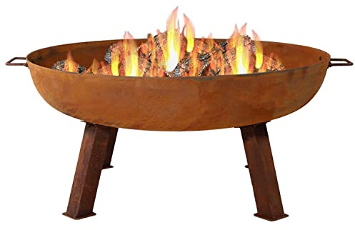 Sunnydaze Cast Iron Heavy Duty Fire Pit for Outside - Wood Burning Outdoor Fire Pit Bowl with Handles - 34 - Rust