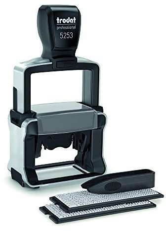 Trodat Stempel zum Selbst Gestalten Professional 5253, 6 Zeilig, Selbstfärbend, Abdruckfarbe Schwarz, 49 x 28 mm