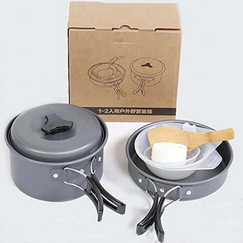 lygod Camping Pentola di Outdoor piano di pentole pentole picnic pentola 8 pentola set Equipment & Pentola di alluminio (Vestito per 1 – 3 persone)