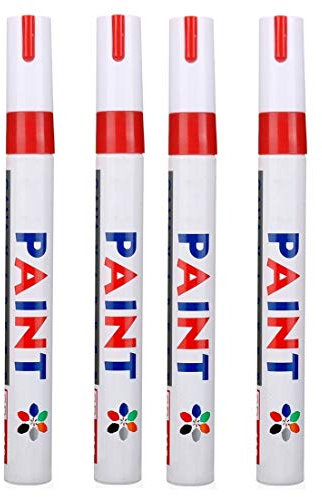 Hallenwerk ROT/RED 4X Stück Reifen Stift Reifenmarker Auto, Motorrad, Fahrradreifen Reifenmarkierungsstift Reifenstift Marker Stift Beschriftung wasserfest wetterfest -101934