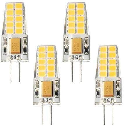 Lxcom Lighting 2.5W G4 led Light Bulbs AC/DC 12V G4 Mini LED Bulb(4 Pack)- 25W Halogen Light Bulbs Replacement Warm White 3000K JC T3 Lamp for Chandelier Display Puck Light Landscape Lighting