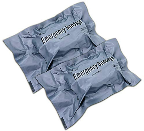 LINE2design 4 Inch Israeli Style Emergency Bandage, Compression Bandage for Emergency Wound Dressing, Tactical Emergency Trauma Bandage for Bleeding Control, First Aid & EMS Use - Pack of 2