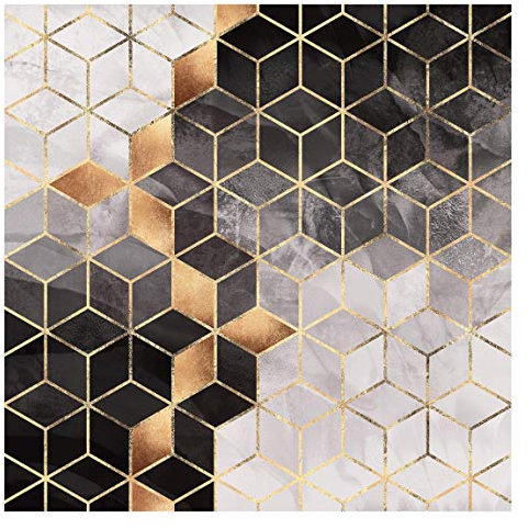 Bilderwelten Fototapete - Schwarz Weiß goldene Geometrie - Vliestapete Quadrat 192 x 192cm