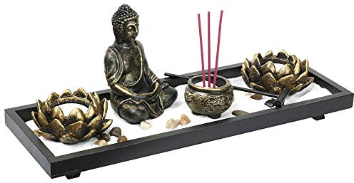 XUDREZ Buddha Zen Garden Candle Holder Vintage Incense Holder Incense Stick Holder for Home Office Decor Meditation Gift