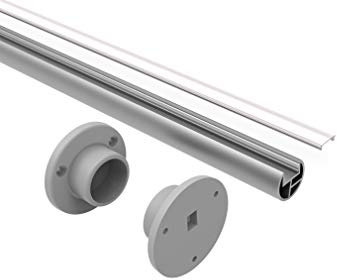 Tivendis Led Alu Profil 2 m SP Komplett Set für Strip/Streifen bis 12 mm breit | Abdeckung satiniert milchig, Endkappen, Befestigungclips | Einbau Fußleisten Flachprofil eloxiert