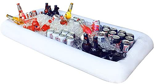 Inflatable Serving Bar - Inflatable Drinks Cooler, Buffet Drink Cooler Ice Bucket with Drain Plug, 130 * 50 * 13cm, Salad Food & Drinks Tray for Party Picnic Camping