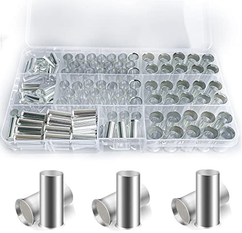 Ensemble d'assortiment de manchons d'extrémité de fil 190 pièces Shaker non isolé, manchons de serrage de câble d'étamage en cuivre Manchons d'extrémité de fil manchons (10 16 25 35 50 mm2), Lewttyer